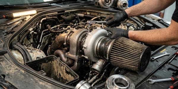 Filtro de aire sucio que afecta al turbo reparado en A Coruña
